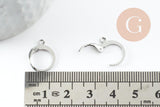 Supports boucles dormeuses acier 304 platine 14.5mm, x10 (G9679)