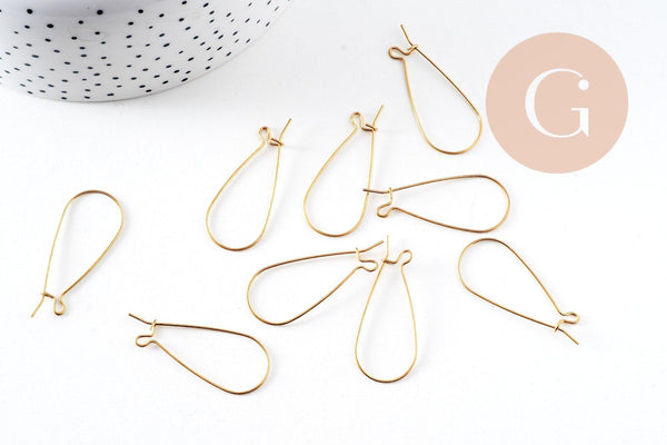 Supports boucles hameçons laiton brut 33mm, x50 (G1730)