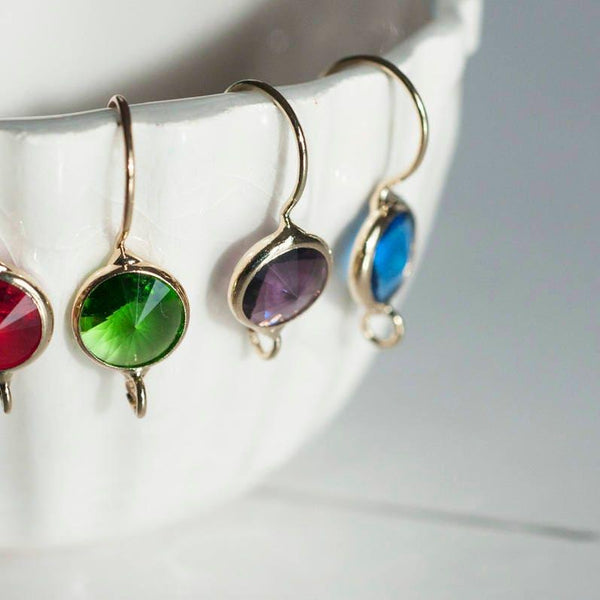 Supports boucles veilleuses en laiton doré cristal coloré, x2 (G0116)