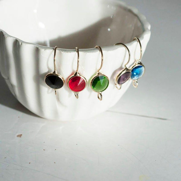 Supports boucles veilleuses en laiton doré cristal coloré, x2 (G0116)