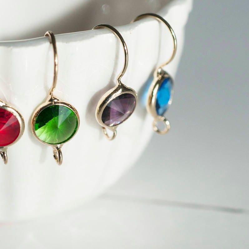 Supports boucles veilleuses en laiton doré cristal coloré, x2 (G0116)