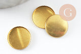 Supports de cabochon rond 12mm laiton brut, x50 (11g) (G1217)