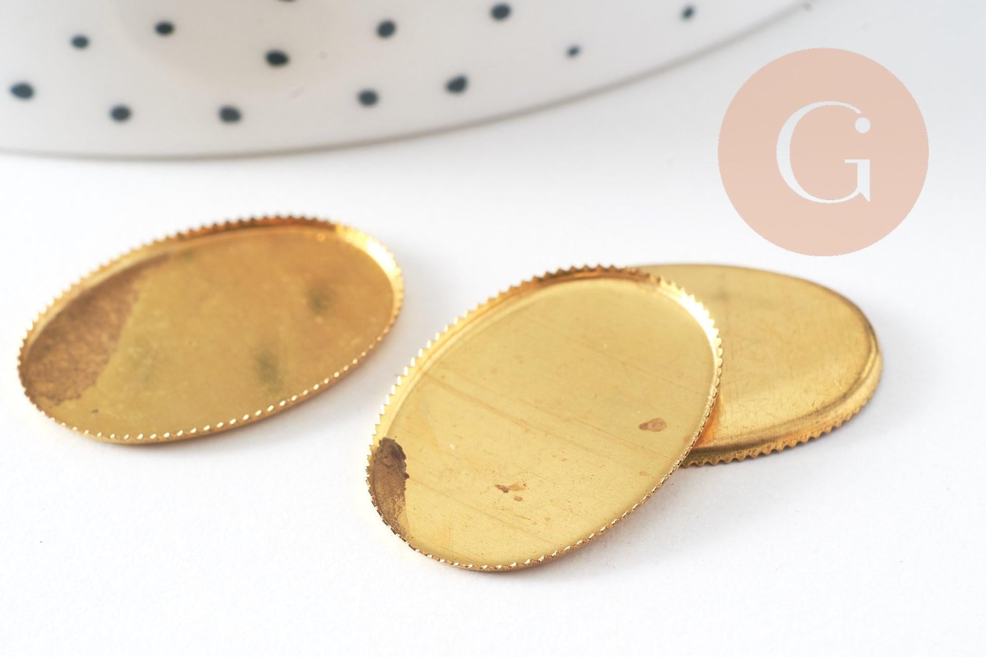 Supports de cabochons ovales 18x25mm laiton brut, x20 (13.4g) (G4888)