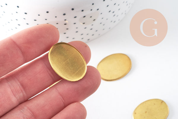 Supports de cabochons ovales 18x25mm laiton brut, x20 (13.4g) (G4888)