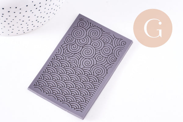 Tapis de texture pour pâte polymère spirales & vagues 65 x100mm, x1 (G10676)