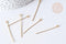 Tiges tête boucle acier 304 inoxydable doré 18K 35mm, x10 (G8033)