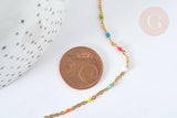 chaine de cheville acier doré 14k résine multicolore chaine dorée 1.5-2mm,23cm, x1 (G3663)