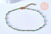 chaine de cheville acier doré 14k résine verte chaine dorée 1.5-2mm/23cm, x1 G3661