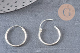 Boucles créoles fine argent 925 massif 16mm, x2 (G4685)