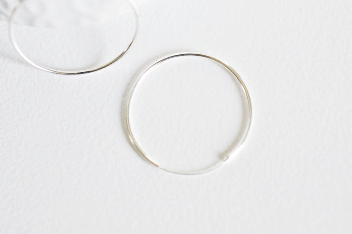 Boucles créoles fine argent 925 massif 30mm, x2 (G1895)