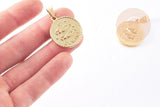 Pendentif médaille ronde Gémaux acier 304 inoxydable doré à graver, x1 (G6115)