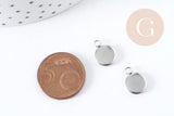 Pendentifs Supports cabochons ronds acier 304 inoxydable platine 8mm, x10 (G8941)