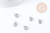 Pendentifs Supports cabochons ronds acier 304 inoxydable platine 8mm, x10 (G8941)