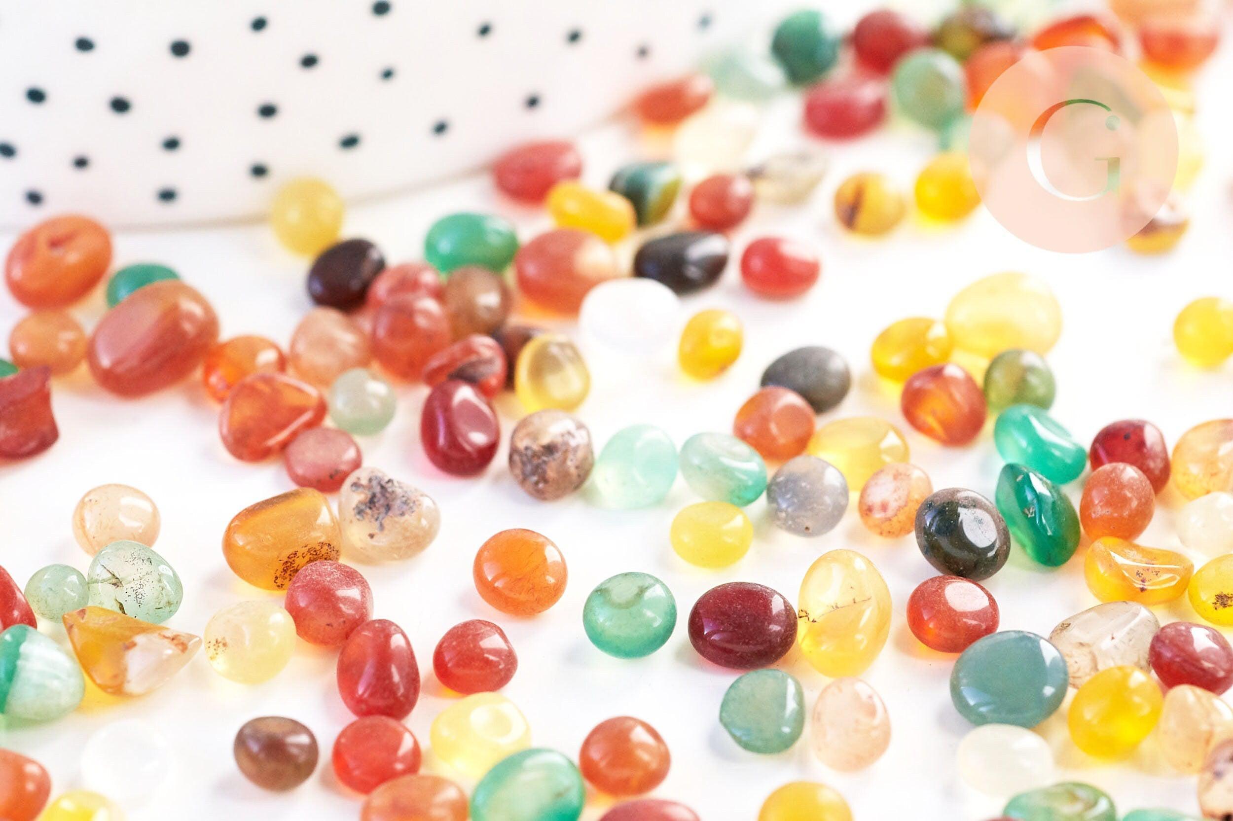 Nugget agate naturelle multicolore brute roulée 6-8mm non percé, x20g (G5721)