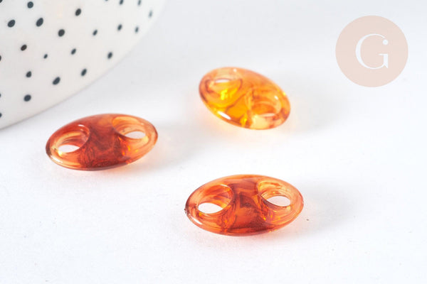 Pendentif Connecteur ovale acrylique écaille marron foncé 20mm, x5 (G7282)