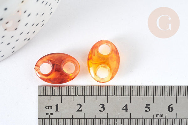 Pendentif Connecteur ovale acrylique écaille marron foncé 20mm, x5 (G7282)