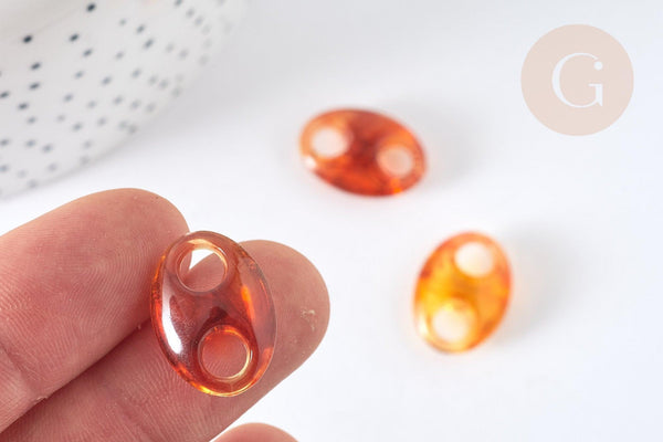 Pendentif Connecteur ovale acrylique écaille marron foncé 20mm, x5 (G7282)