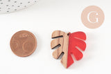 pendentif disque bois résine multicolore, bois naturel,Pendentif végétal,création bijoux bois,18mm, x5 G4873