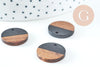 pendentif disque bois résine noire 18mm, création bijoux bois, x5 G2947