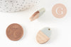 pendentif ovale bois résine gris, perle bois naturel, Perle géométrique,perle création bijoux bois,23mm,x5 G7529