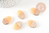 pendentif ovale bois résine rose clair, perle bois naturel, Perle géométrique,perle création bijoux bois,23mm,x5 G3782