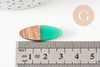 pendentif ovale bois résine verte, bois naturel,perle bois, Perle géométrique,perle ovale,création bijoux bois,28mm, 5x G7530