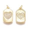 pendentifrectangle coeur laiton doré 18k cristal sans nickel 17mm, x1 (G3479)