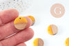 perle disque bois résine jaune 18mm,création bijoux bois x5 G1804