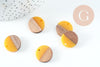 perle disque bois résine jaune 18mm,création bijoux bois x5 G1804