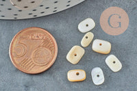Perle plate ovale nacre blanche naturelle 7-10mm, perle coquillage ivoire naturels, x 20gr (G5847)