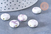 Perle porcelaine blanc violet 15mm, perle striées,perle céramique,céramique violette, x5 (G5718)