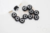 perle ronde coeur blanc plastique noir,perle plastique,perle ronde lettre,création bijoux, x 10Gr (G2490)