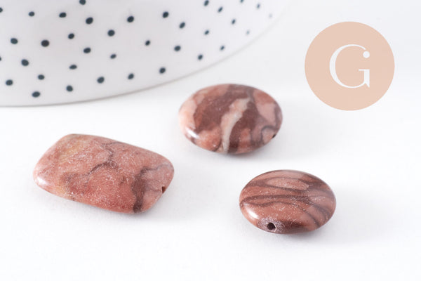 perles jaspe marron zébré naturel, x5 (G4895)