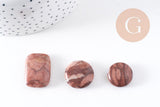 perles jaspe marron zébré naturel, x5 (G4895)