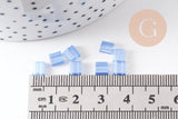 perles rocaille carré verre rectangle bleu tendre nacré, perle carré création bracelet, perle tila,4.5mm,2 trous, x50 (4.8 GR) (G4452)