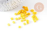 perles rocaille carré verre rectangle jaune opaque, perle carré création bracelet, perle tila,4.5mm,2 trous, x50 (4.8GR) (G5012)