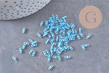 perles rocaille verre rectangle bleu clair opaque, perle carré création bracelet, perle tila, 2mm,2 trous, x50 (1.2 Gr) (G4602)