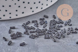 perles rocaille verre rectangle noir opaque, perle carré création bracelet, perle tila, 2mm,2 trous, x50 (1.2 Gr) (G4604)