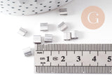 perles rocaille verre rectangle plaqué Argent, perle carré création bracelet, perle tila,4.5mm,2 trous, x50 (4.8Gr) (G5487)
