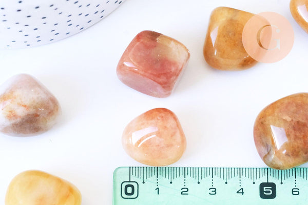 Pierre jade topaze naturel roulé 22-30mm, x20g (G5779)