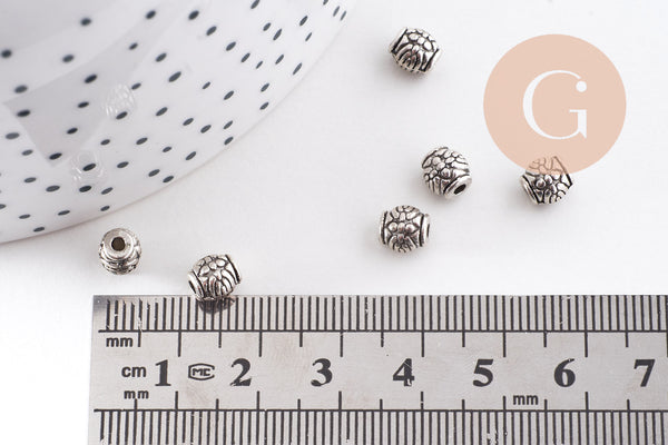 rondelle ovale texture argent vieilli,perles dorées, sans nickel,perle intercalaire, 6mm, x10 (G2621)