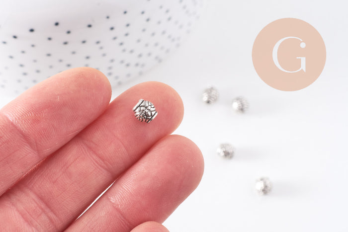 rondelle ovale texture argent vieilli,perles dorées, sans nickel,perle intercalaire, 6mm, x10 (G2621)
