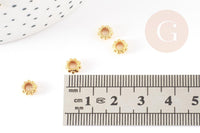 rondelles fleurs laiton doré 6mm, perles dorées, perles intercalaires, x50 (G5650)