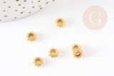 rondelles fleurs laiton doré 6mm, perles dorées, perles intercalaires, x50 (G5650)