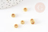 rondelles fleurs laiton doré 6mm, perles dorées, perles intercalaires, x50 (G5650)