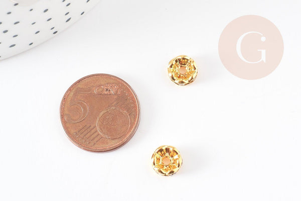 rondelles laiton doré zircon grade B 8mm, perle intercalaire, x20 (G5602)