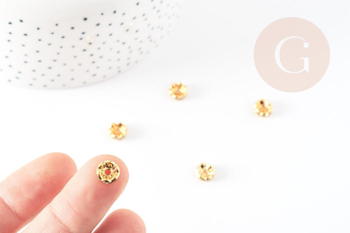 Rondelles laiton doré zircon grade B 8mm, perle intercalaire, x20 (G5602)